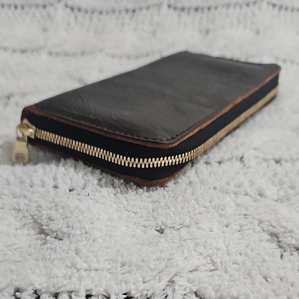 Portland Leather Goods Brown Accordian Zip Wallet